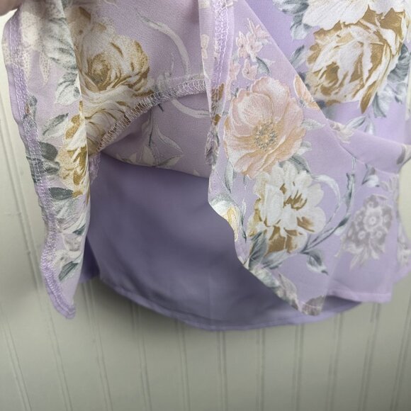 Saints & Secrets Purple Floral Mini Dress In Women's‎ Size Medium Cutout & Ties - Picture 6 of 12